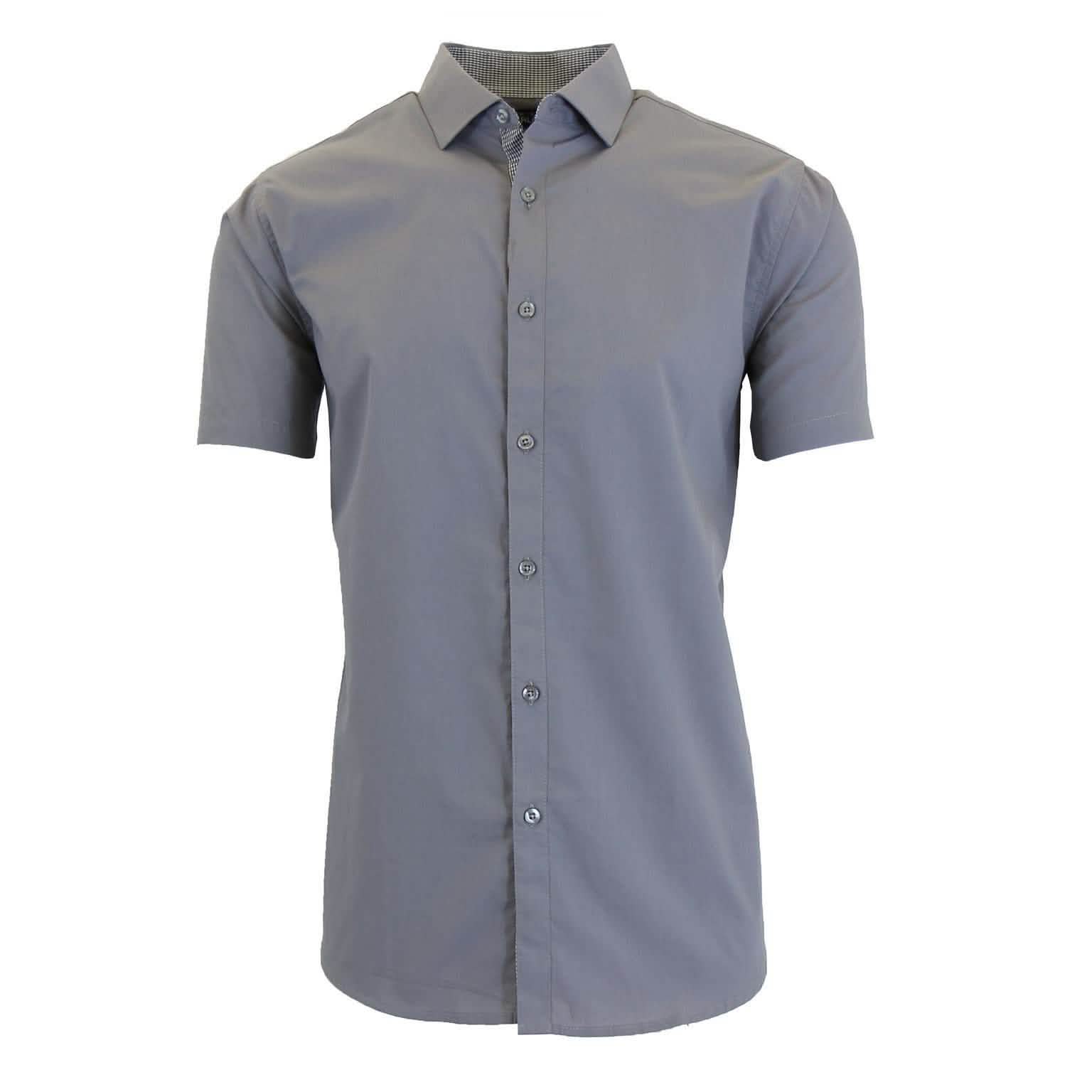 Mens Short Sleeve Dress Shirt Men's Apparel Gray Small - DailySale