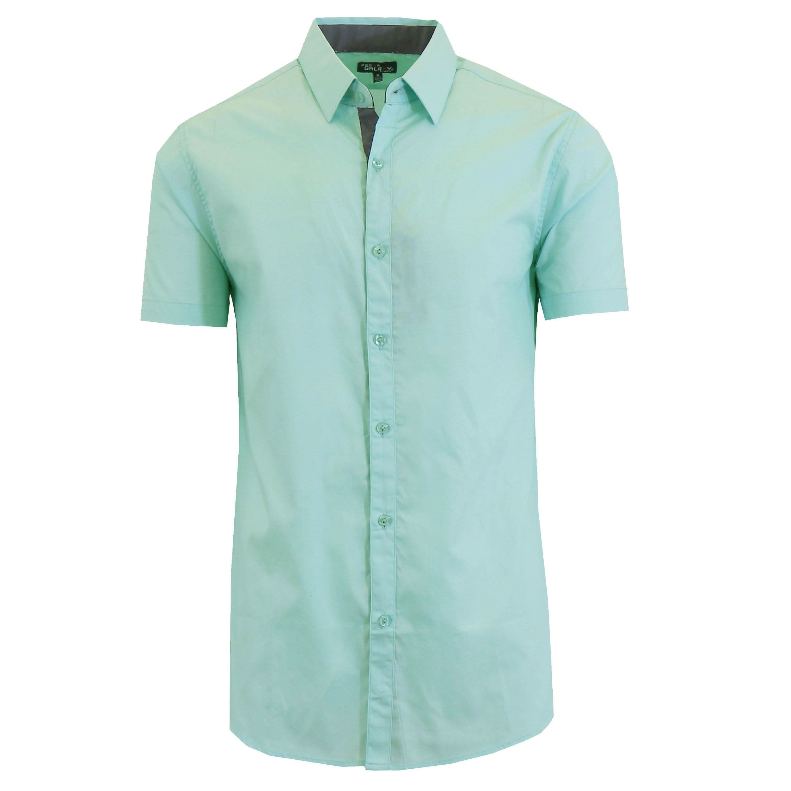 Mens Short Sleeve Dress Shirt Men's Apparel Mint Small - DailySale