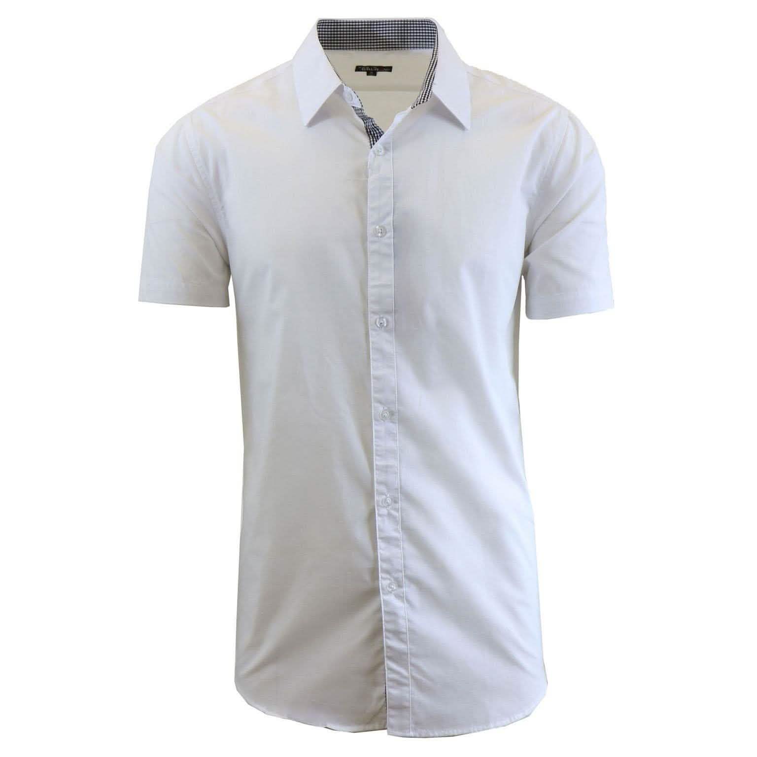 Mens Short Sleeve Dress Shirt Men's Apparel White Small - DailySale