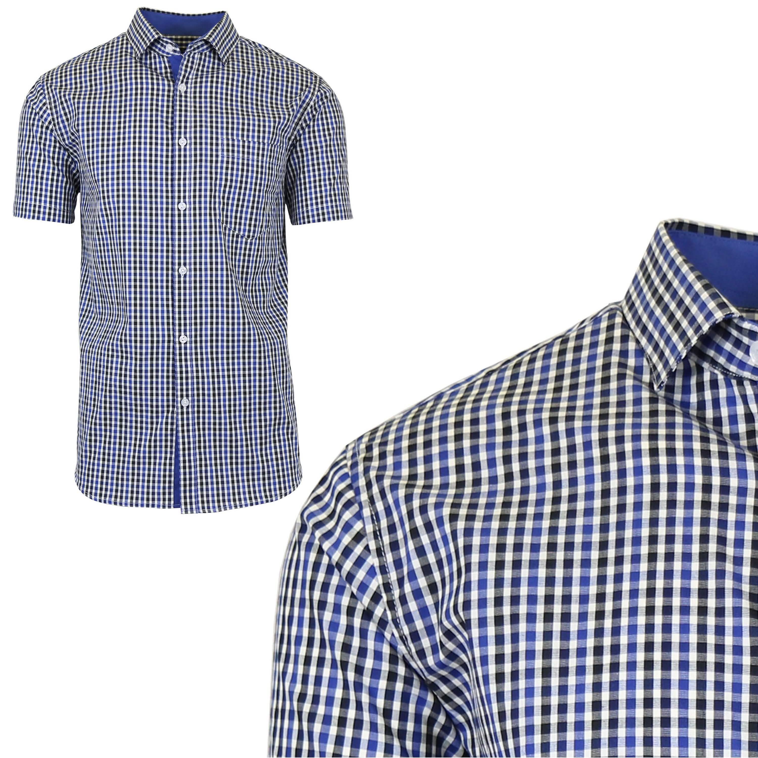 Men's Short Sleeve Slim-Fit Casual Dress Shirts Men's Apparel M Black/Navy - DailySale