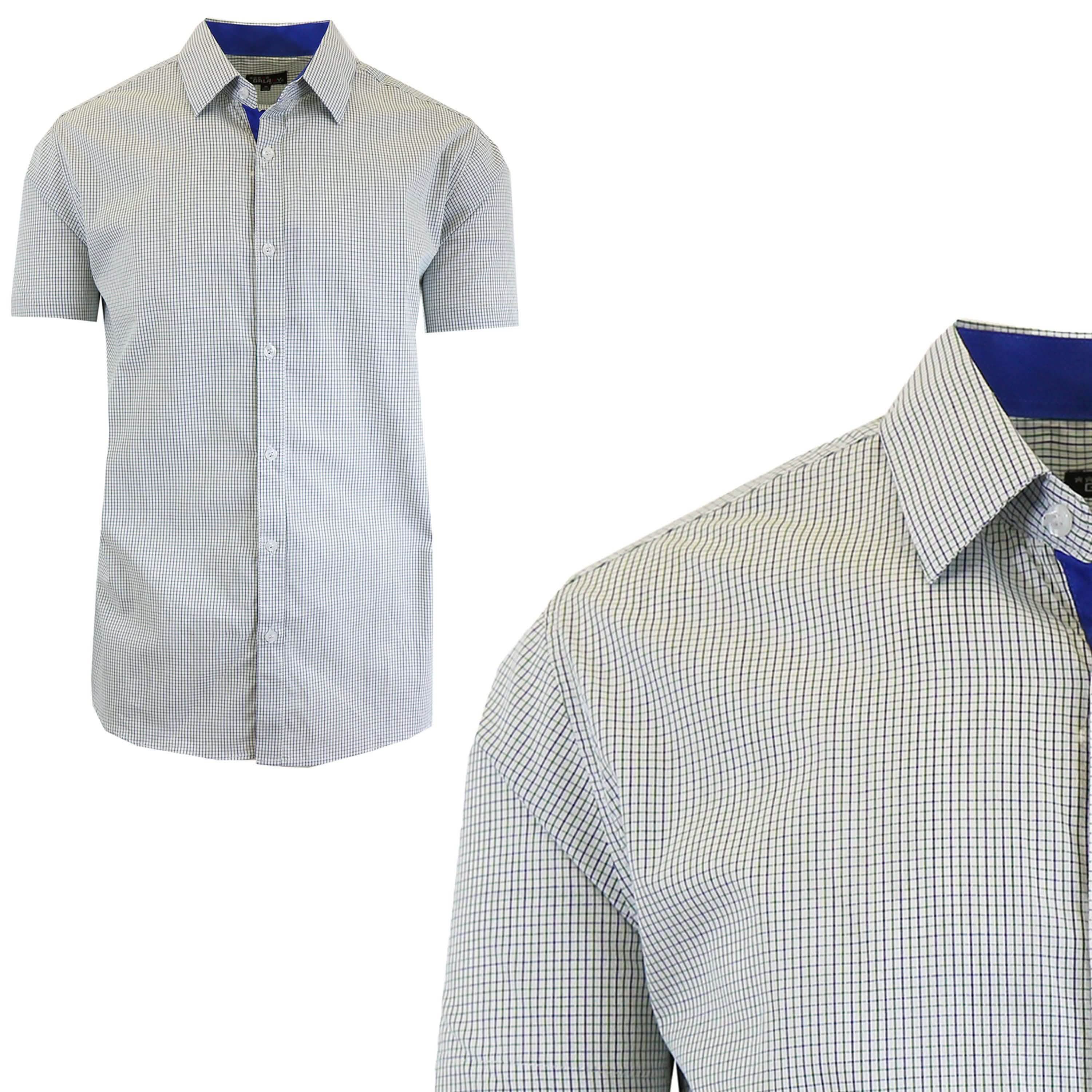 Men's Short Sleeve Slim-Fit Casual Dress Shirts Men's Apparel M Green/Royal - DailySale