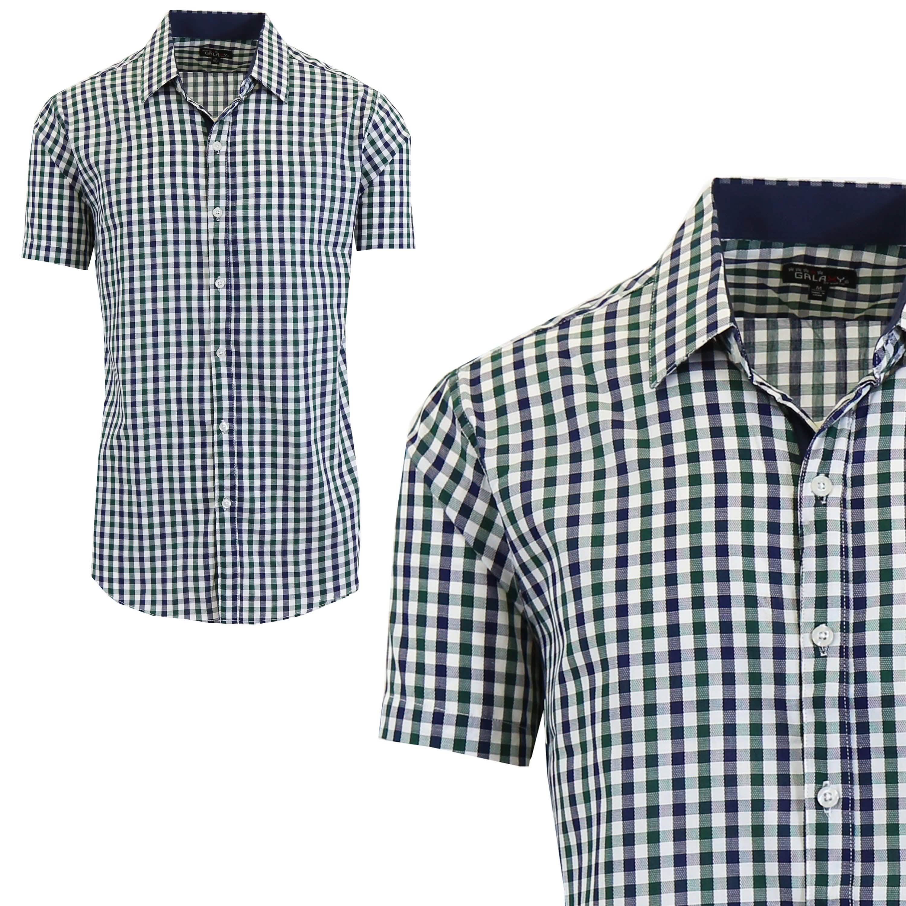 Men's Short Sleeve Slim-Fit Casual Dress Shirts Men's Apparel M Hunter/Black - DailySale