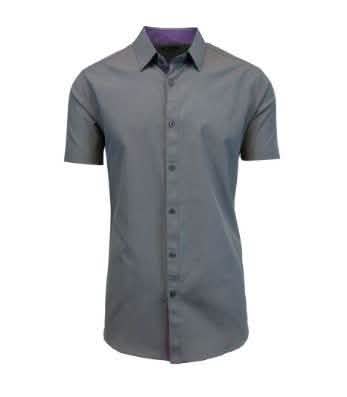 Men's Short-Sleeve Slim-Fit Shirt with Contrast Trim - Assorted Colors and Sizes Men's Apparel - DailySale