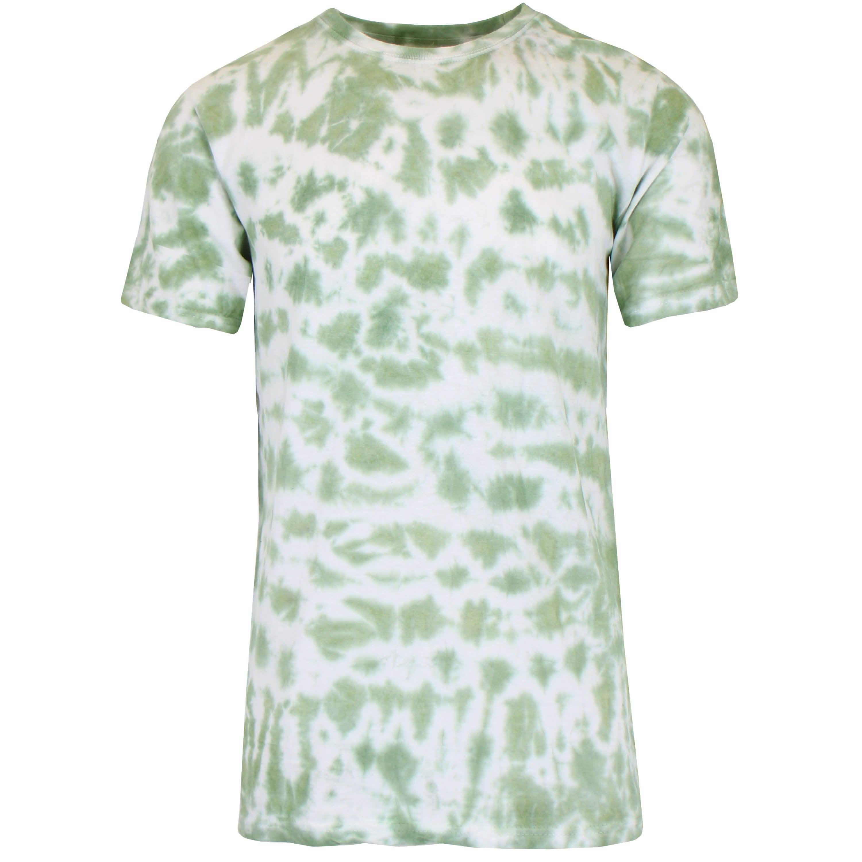 Men's Short Sleeve Tie-Dye Cotton Tee Men's Clothing Olive S - DailySale