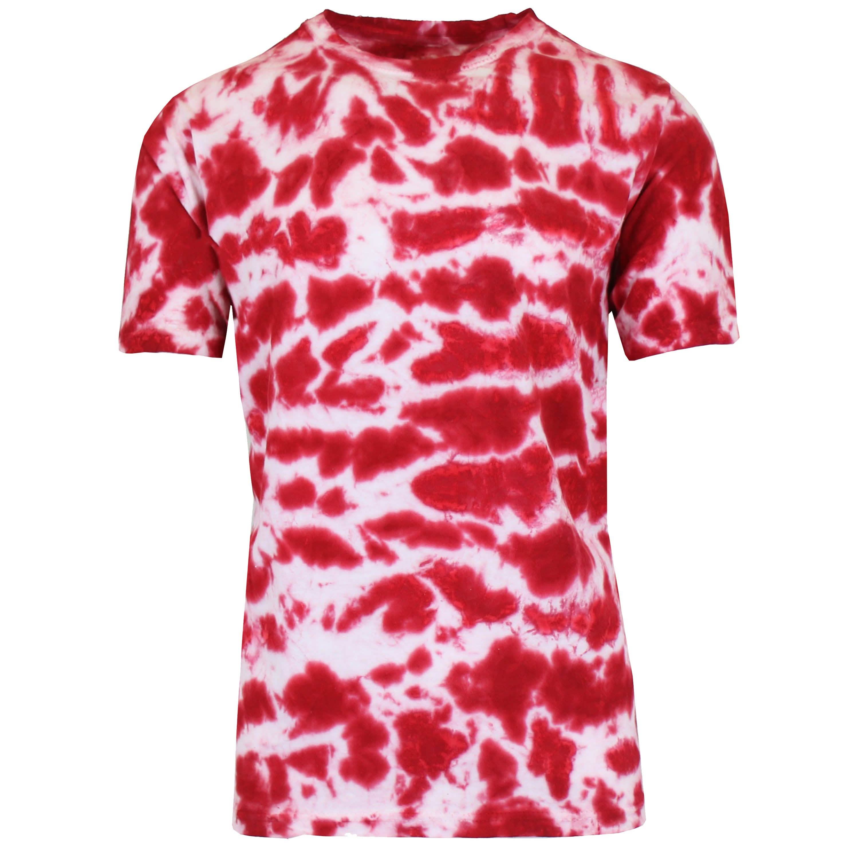 Men's Short Sleeve Tie-Dye Cotton Tee Men's Clothing Red S - DailySale