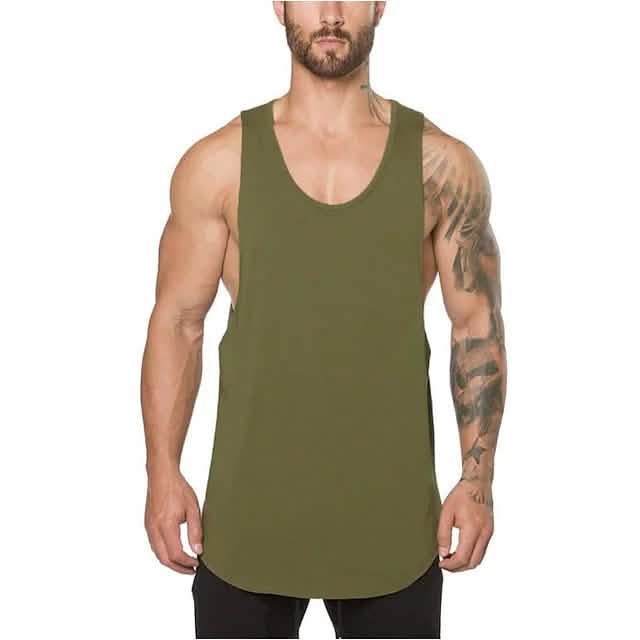Men's Sleeveless Fitness Vest Men's Tops Green M - DailySale