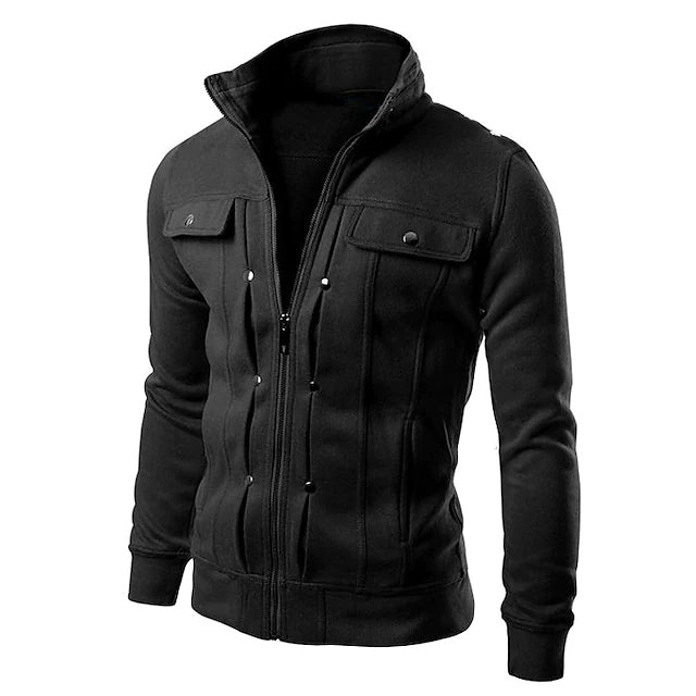 Men's Slim Blend Casual Jacket Men's Outerwear Black S - DailySale
