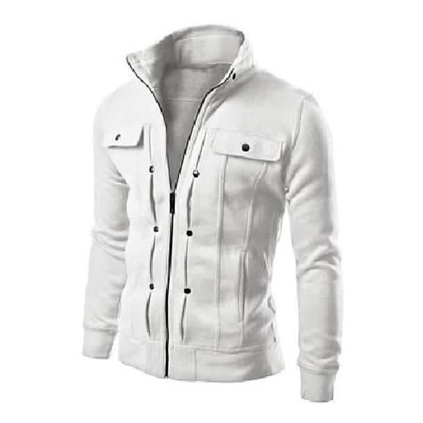 Men's Slim Blend Casual Jacket Men's Outerwear White S - DailySale