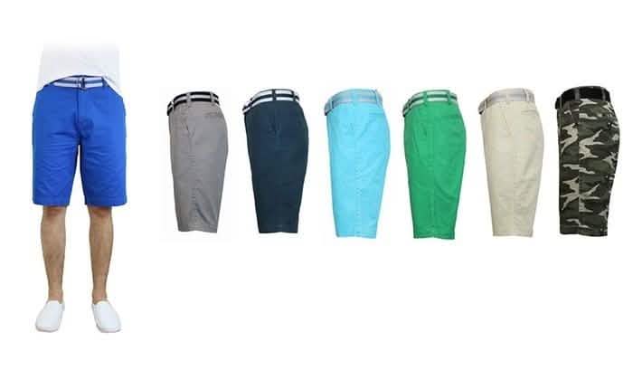 Men's Slim Fit Flat Front Belted Shorts - Assorted Colors and Sizes Men's Apparel - DailySale