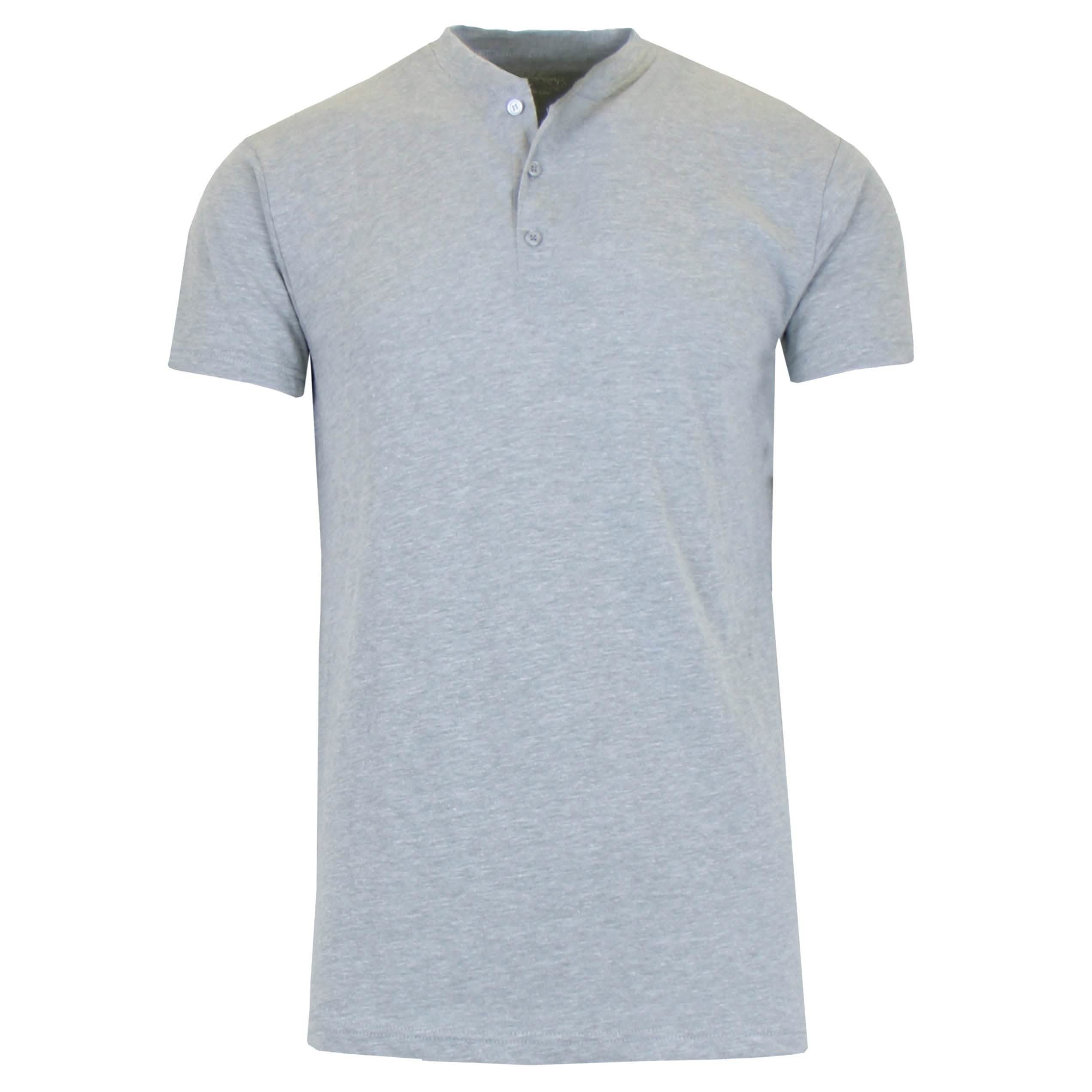 Men's Slim Fitting Short Sleeve Henley Slub Tee Men's Clothing Gray S - DailySale