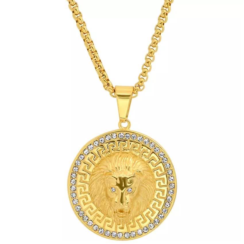 Men's Stainless Steel and 1.2 CTTW CZ Lion Head Pendant Necklaces - DailySale