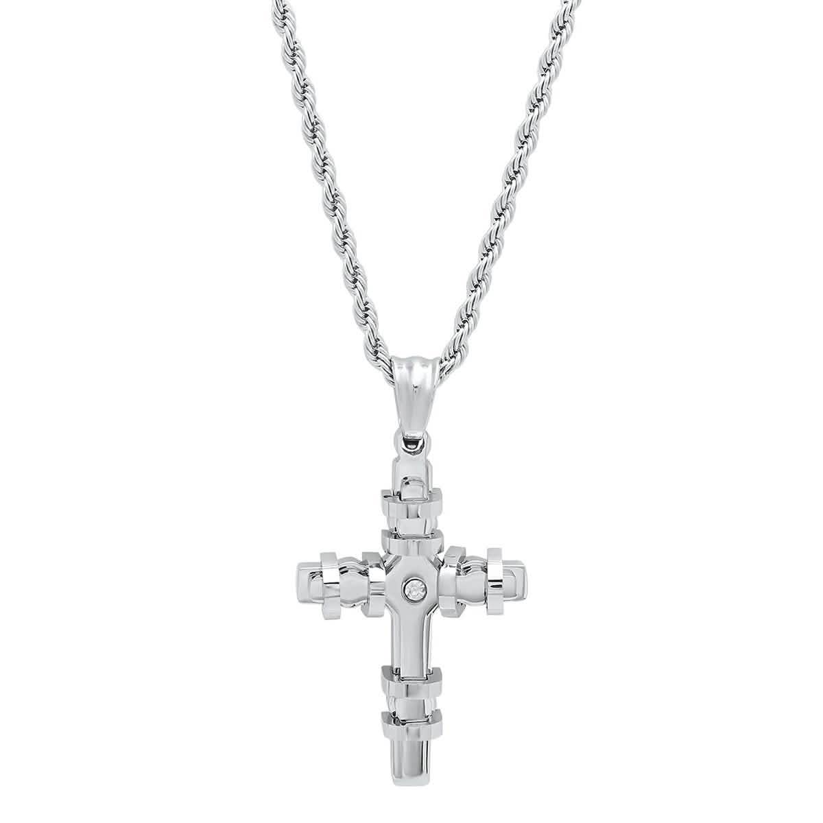 Men's Stainless Steel CZ Cross Pendant Necklaces - DailySale