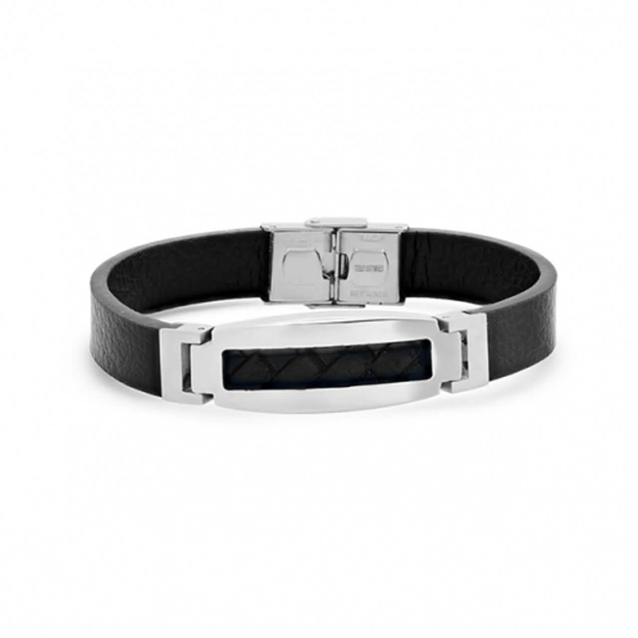 Men’s Stainless Steel Mesh Leather Bracelet Men's Apparel - DailySale