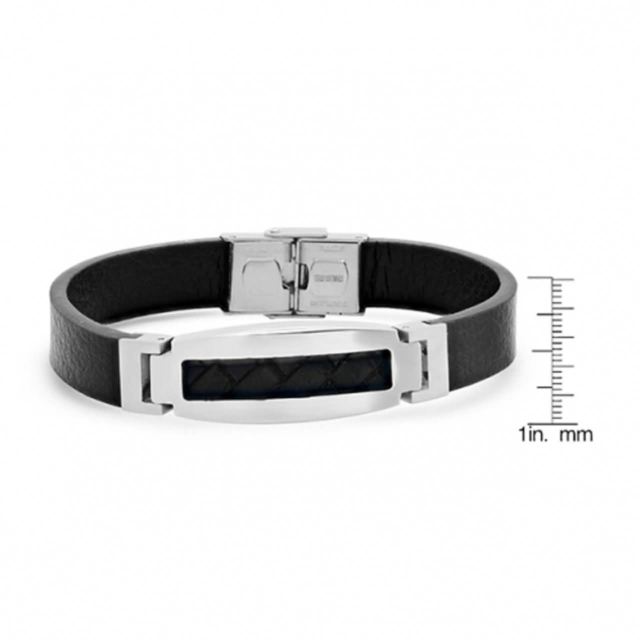 Men’s Stainless Steel Mesh Leather Bracelet Men's Apparel - DailySale