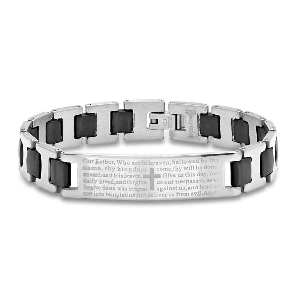 Men's Stainless Steel Our Father Prayer Link Bracelet Bracelets - DailySale