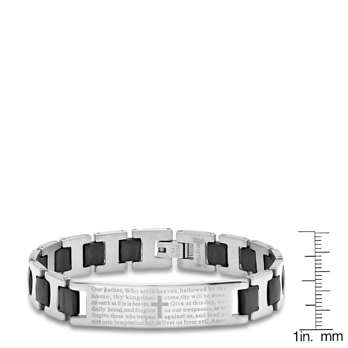Men's Stainless Steel Our Father Prayer Link Bracelet Bracelets - DailySale