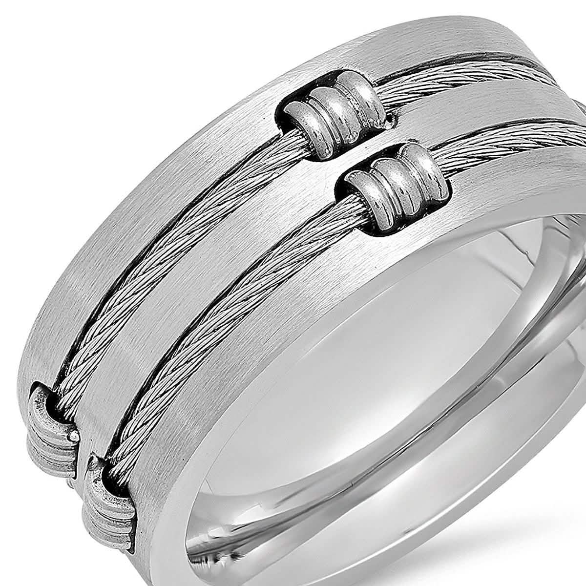 Men's Stainless Steel Wire Inlay Ring Rings - DailySale