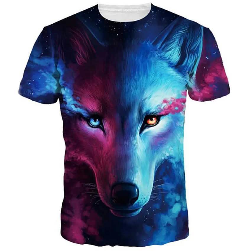 Men's T-Shirt Graphic Animal Plus Size Print Short Sleeve Halloween Tops Men's Clothing Light Blue S - DailySale