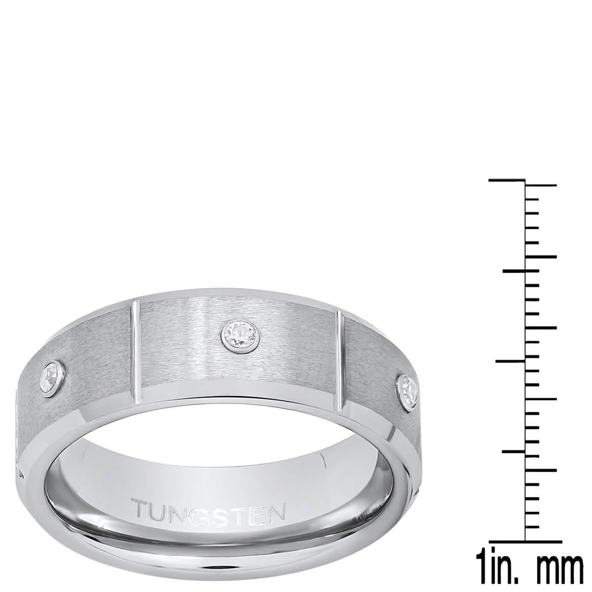 Men's Tungsten and Simulated Diamonds Band Ring Rings - DailySale