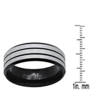 Men's Two Tone Black IP and Stainless Steel Band Ring Rings - DailySale