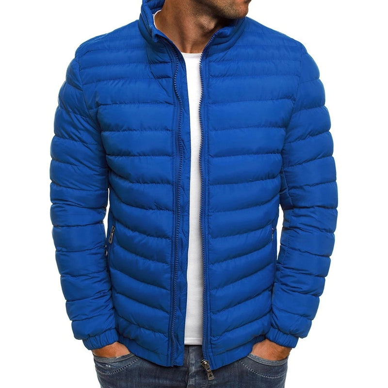 Men's Warm Windproof Puffer Bubble Jacket Men's Outerwear Royal Blue S - DailySale