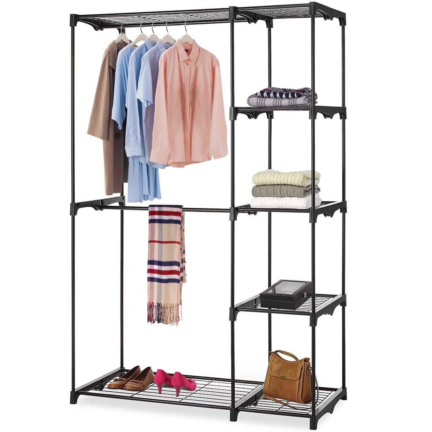 Metal Closet Deluxe Double Rod Closet & Storage - DailySale