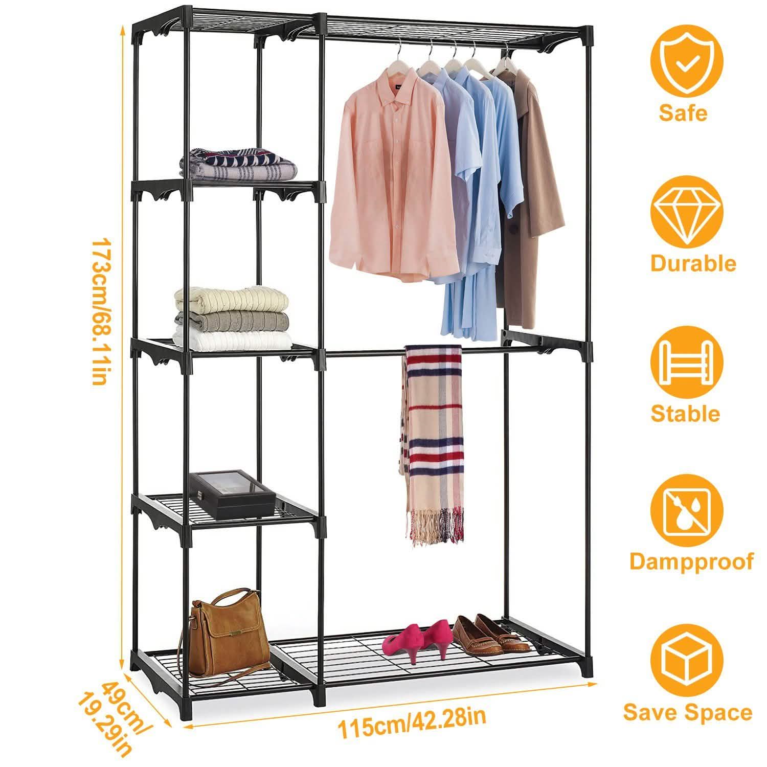 Metal Closet Deluxe Double Rod Closet & Storage - DailySale