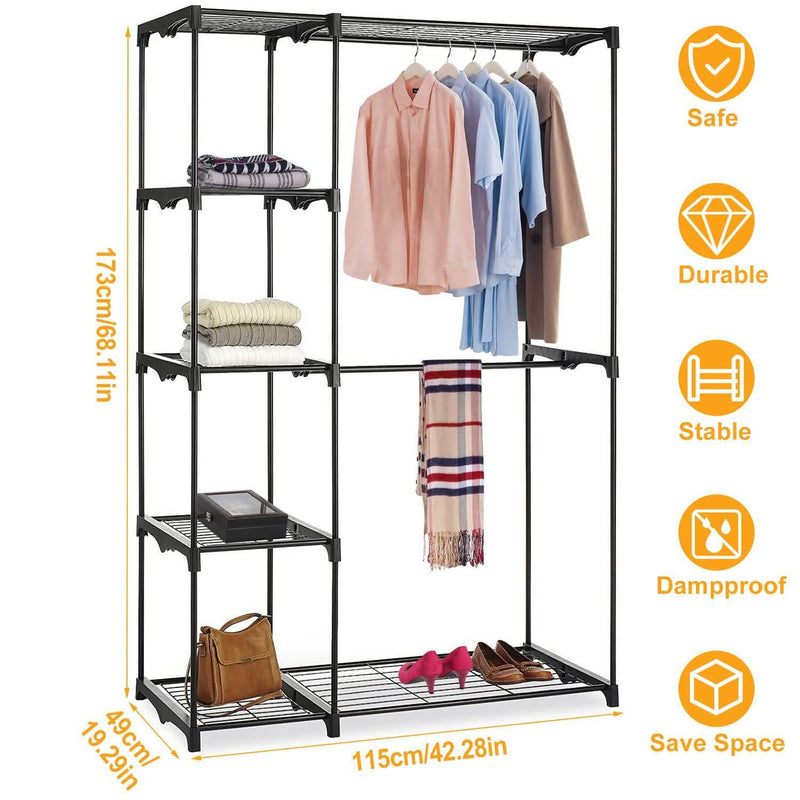 Metal Closet Deluxe Double Rod Closet & Storage - DailySale