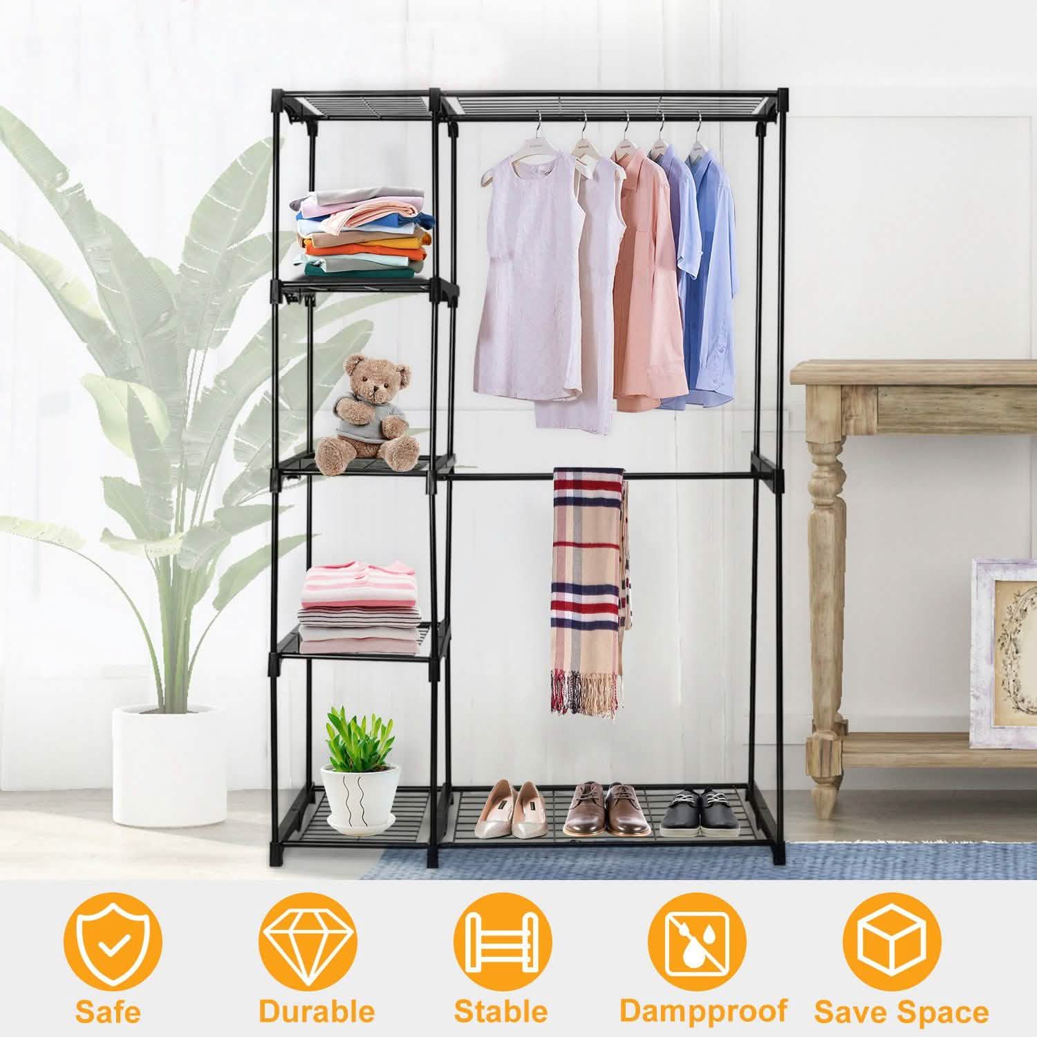 Metal Closet Deluxe Double Rod Closet & Storage - DailySale
