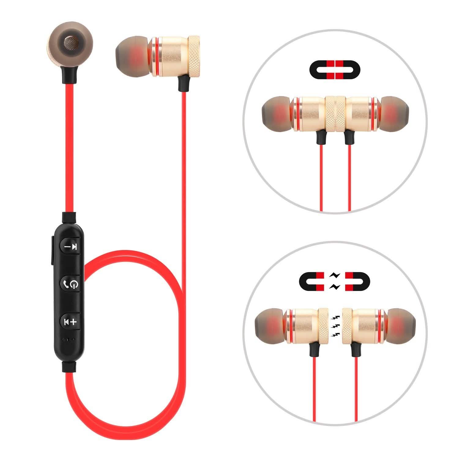 Metal Magnetic Wireless Bluetooth Earphone Sports Headset Stereo Bass Headphones - DailySale