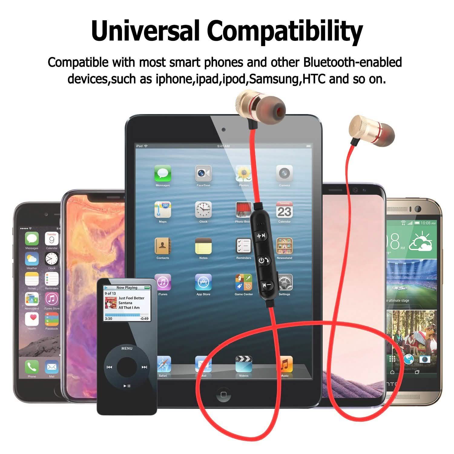 Metal Magnetic Wireless Bluetooth Earphone Sports Headset Stereo Bass Headphones - DailySale