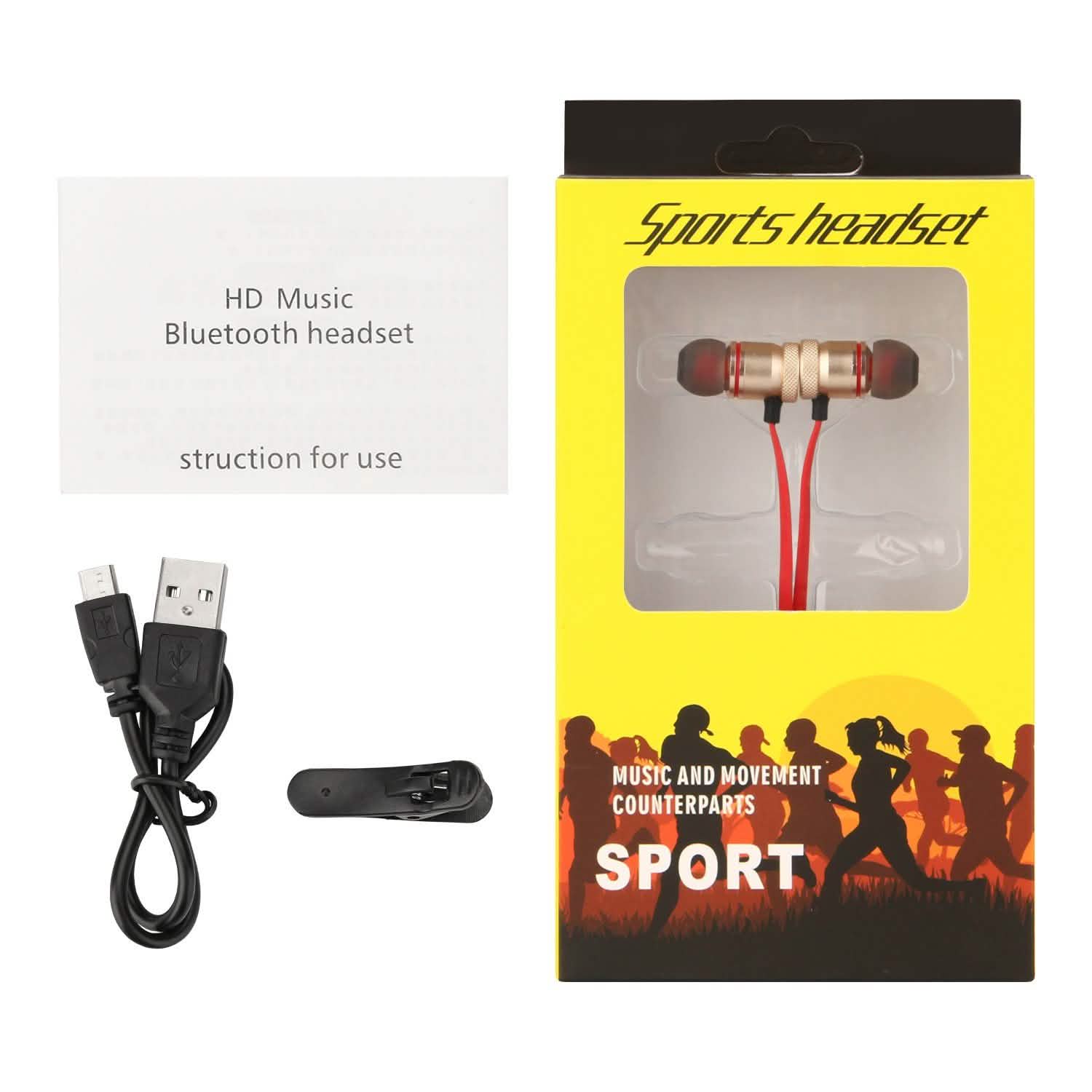 Metal Magnetic Wireless Bluetooth Earphone Sports Headset Stereo Bass Headphones - DailySale