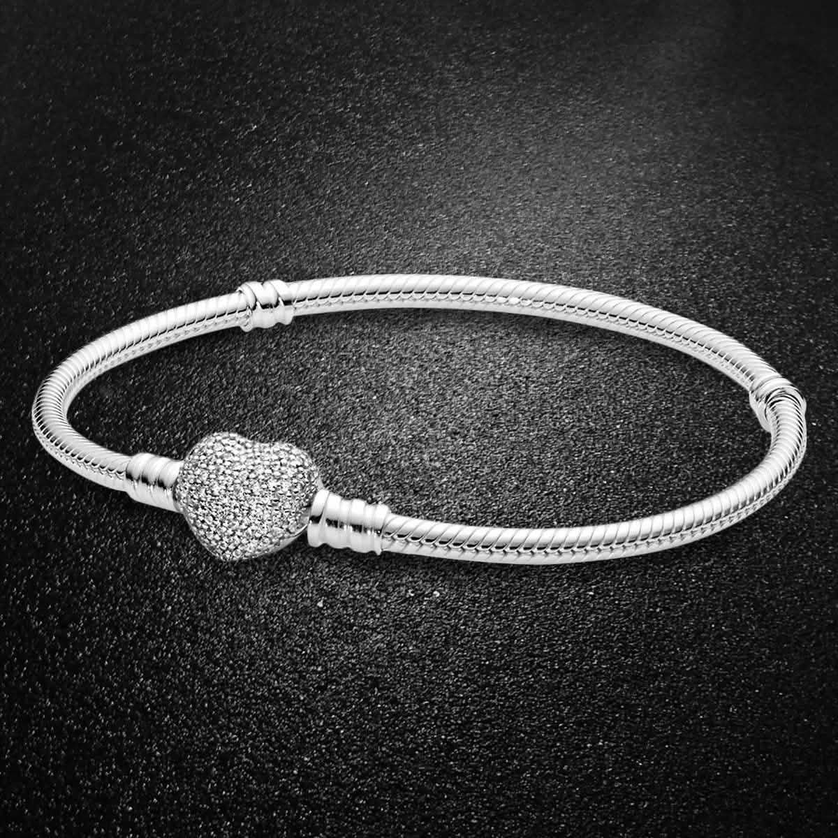 Micro Pave Crystal Heart Charm Bracelet Jewelry - DailySale