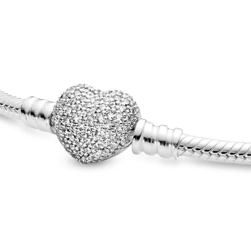 Micro Pave Crystal Heart Charm Bracelet Jewelry - DailySale