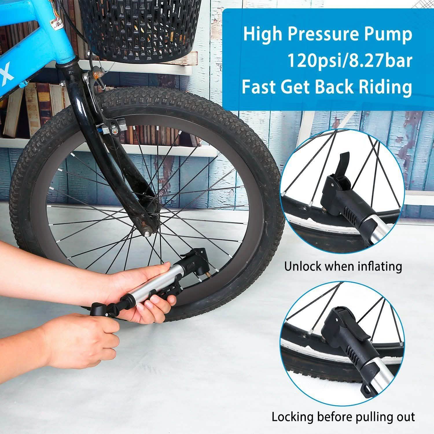 Mini Bike Pump Portable Bicycle Tire Inflator Sports & Outdoors - DailySale