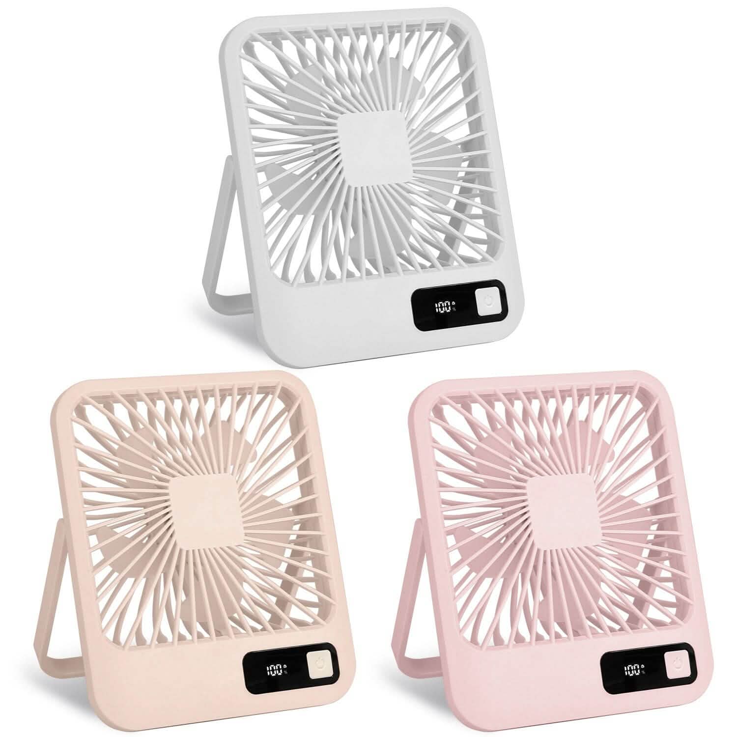 Mini Desktop Cooling Fan Rechargeable Battery Powered with LCD Display Computer Accessories - DailySale