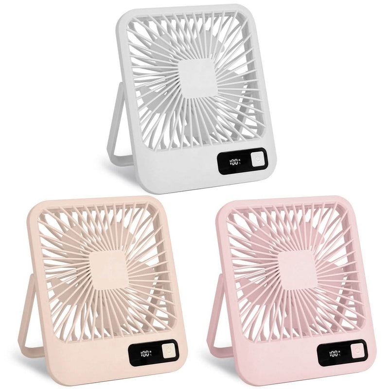 Mini Desktop Cooling Fan Rechargeable Battery Powered with LCD Display Computer Accessories - DailySale