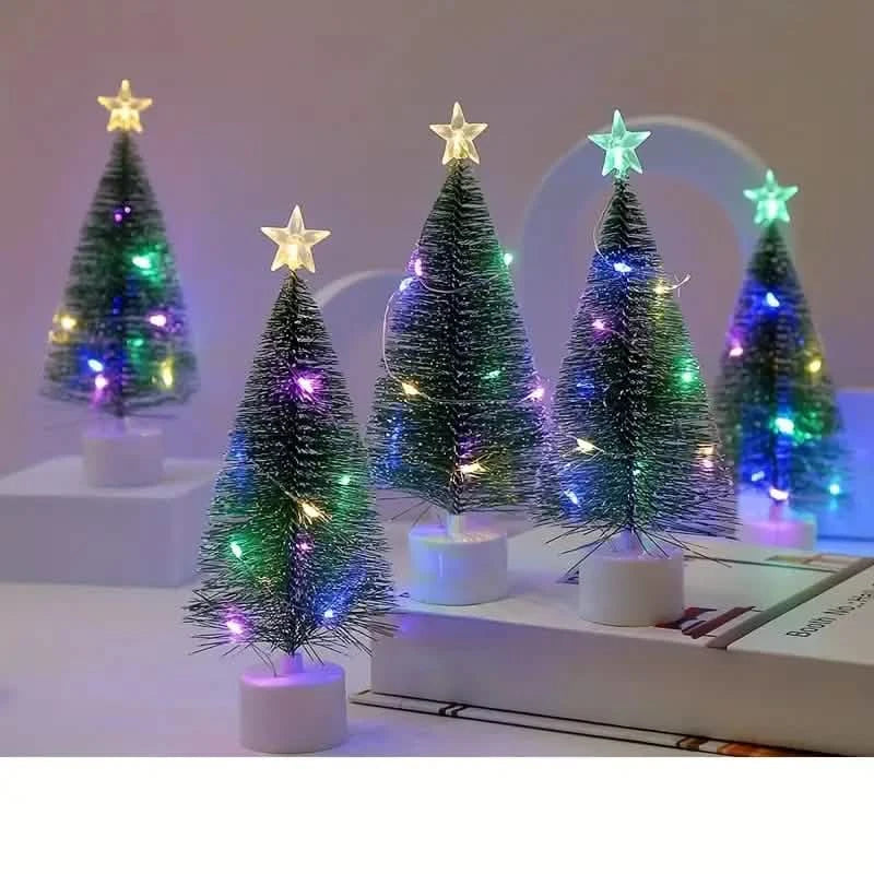Mini Lighted Colorful Christmas Tree with LED Night Light Acrylic Artificial Holiday Decor & Apparel - DailySale