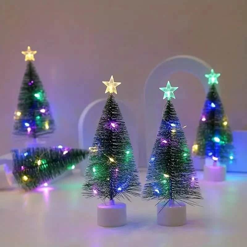 Mini Lighted Colorful Christmas Tree with LED Night Light Acrylic Artificial Holiday Decor & Apparel - DailySale