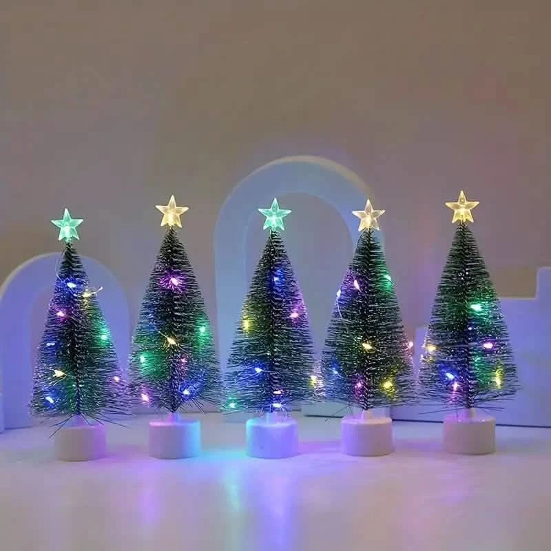 Mini Lighted Colorful Christmas Tree with LED Night Light Acrylic Artificial Holiday Decor & Apparel - DailySale