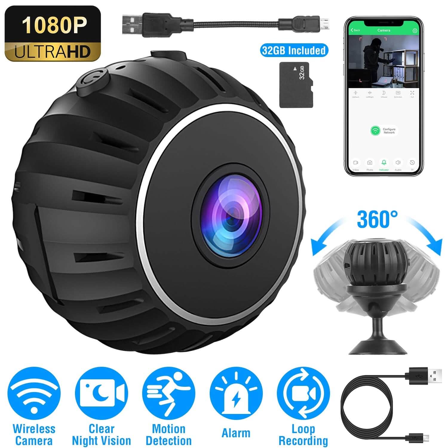 Mini Wireless Camera Wifi IR Night Vision HD 1080P Home Security Smart Home & Security - DailySale
