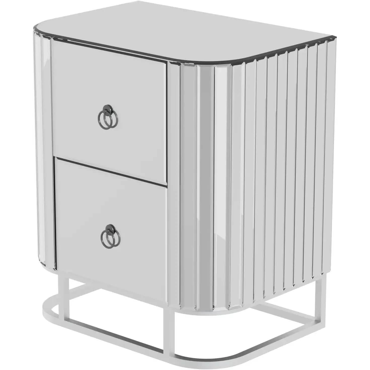 Mirrored Accent Table with 2 Drawers and Stainless Steel Frame Furniture & Decor - DailySale