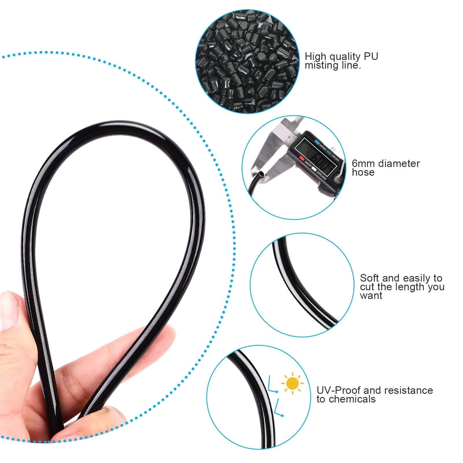 Mist Cooling System 26Ft Line + 10 T-Joint Nozzles Water Sprayer Garden & Patio - DailySale