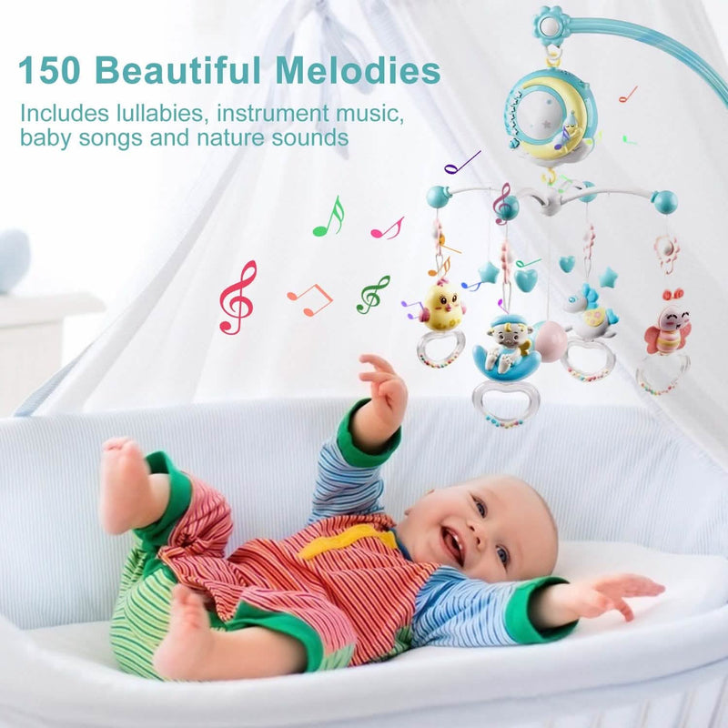 Mobile Star Projection Nursery Light Baby Rattle Toy with Music Box Remote Control Baby - DailySale