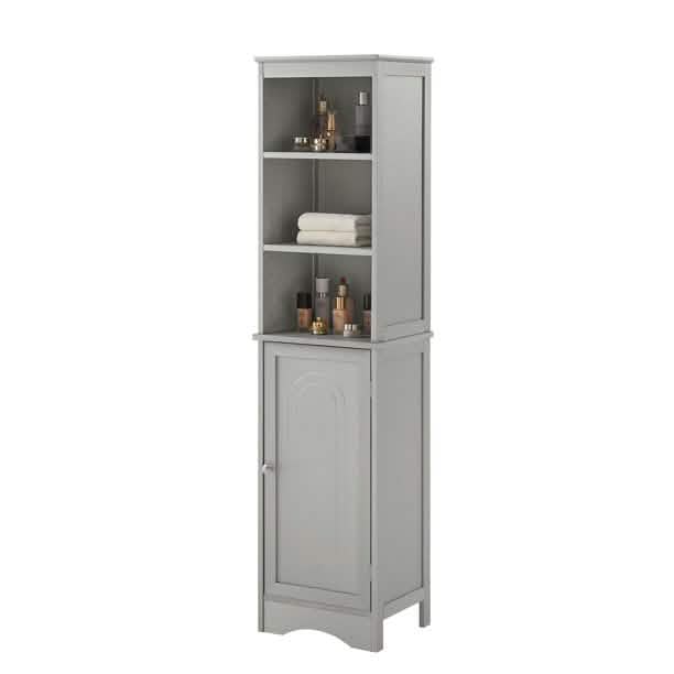 Modern Freestanding Tall Bathroom Locker Closet & Storage Gray - DailySale
