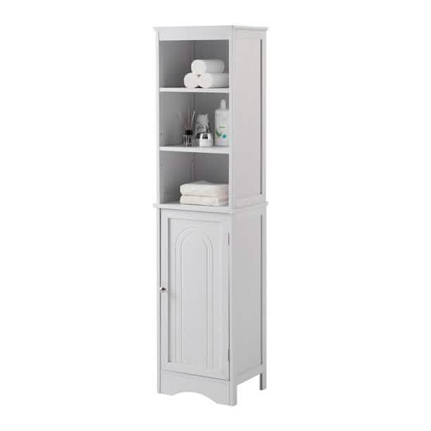 Modern Freestanding Tall Bathroom Locker Closet & Storage White - DailySale