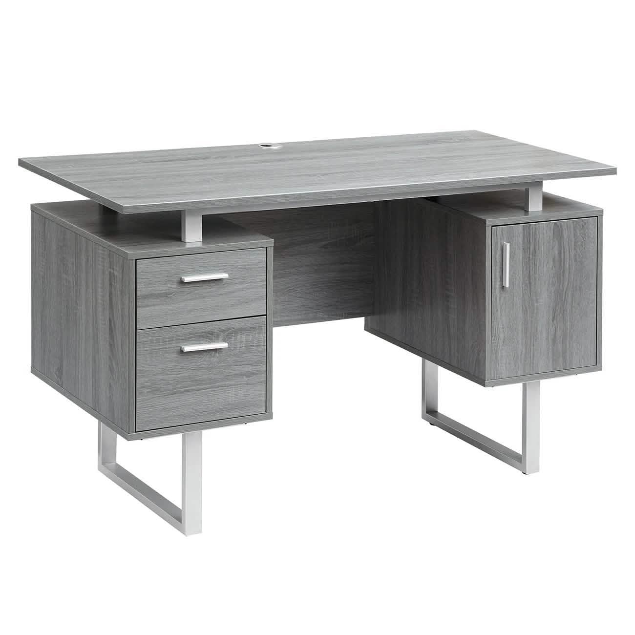 Modern Gray Office Desk with Storage Everything Else - DailySale