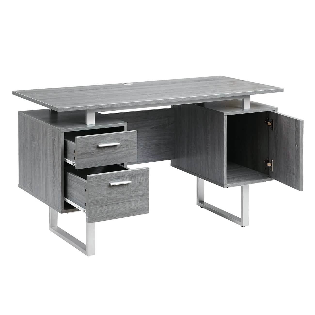 Modern Gray Office Desk with Storage Everything Else - DailySale