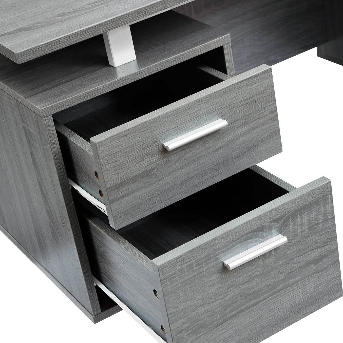 Modern Gray Office Desk with Storage Everything Else - DailySale