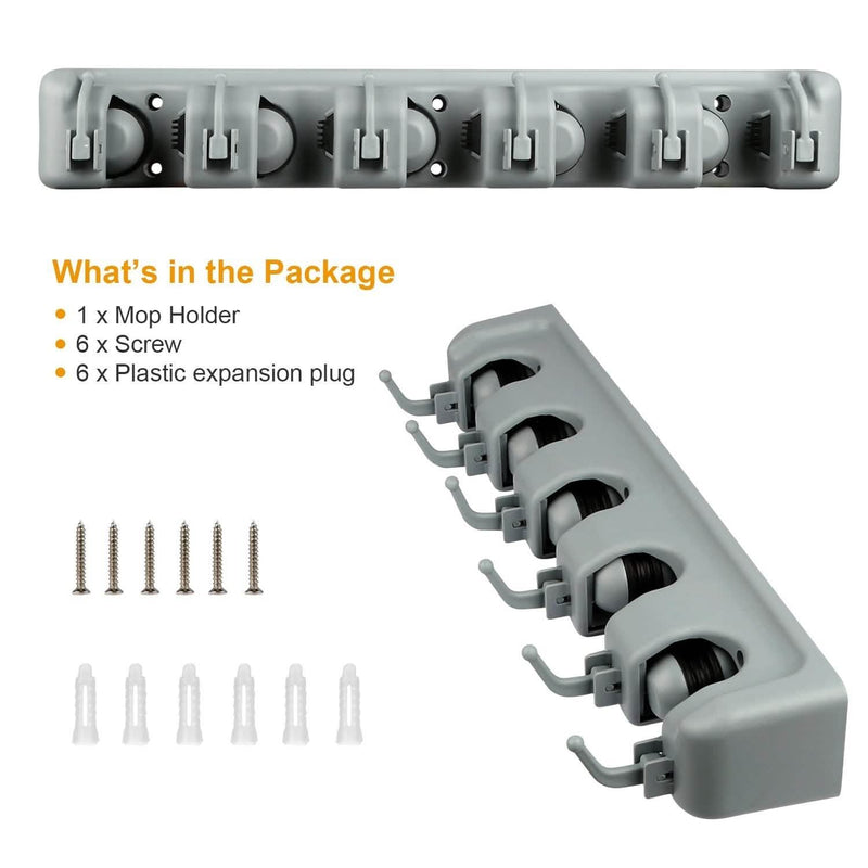 Mop Holder Wall Mount Hanger Organizer Storage Closet & Storage - DailySale